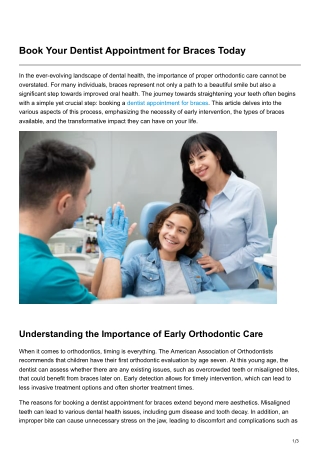 Book Your Dentist Appointment for Braces Today