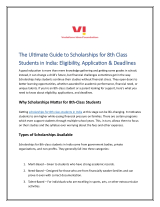 The Ultimate Guide to Scholarships for 8th Class Students in India Eligibility, Application & Deadlines