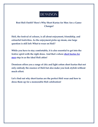 Best Holi Outfit_ Here’s Why Short Kurtas for Men Are a Game-Changer!