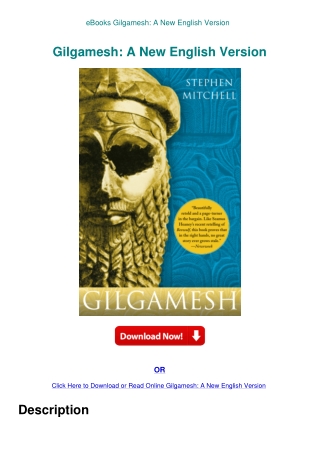 eBooks Gilgamesh A New English Version