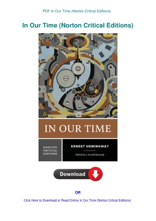 PDF In Our Time (Norton Critical Editions)