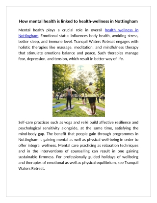 The Link Between Mental Health & Health-Wellness in Nottingham