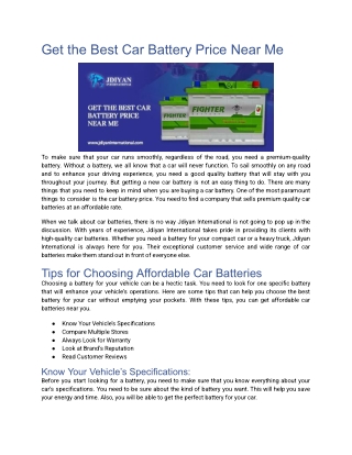 Get the Best Car Battery Price Near Me