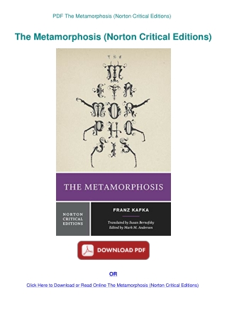 PDF The Metamorphosis (Norton Critical Editions)