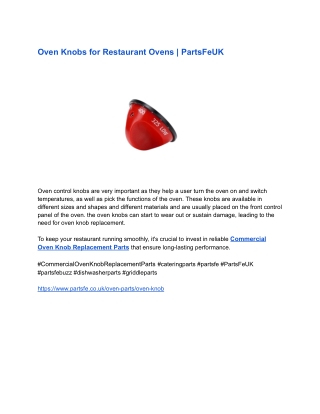 Oven Knobs for Restaurant Ovens _ PartsFeUK