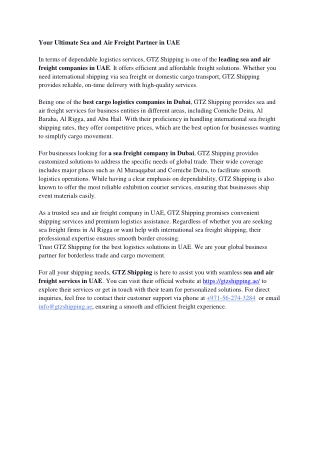 Your Ultimate Sea and Air Freight Partner in UAE