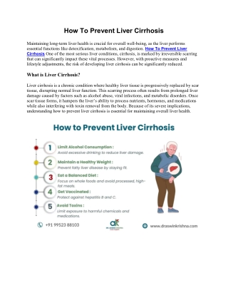 How To Prevent Liver Cirrhosis