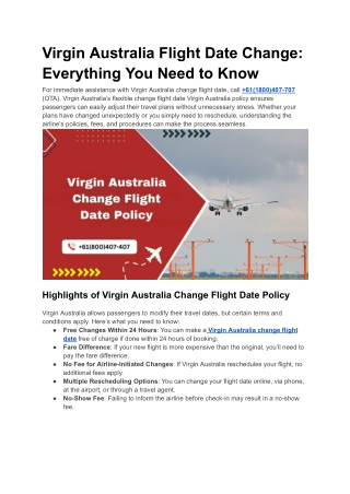 Virgin Australia Flight Date Change Everything You Need to Know