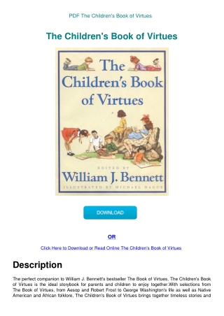 PDF The Children's Book of Virtues
