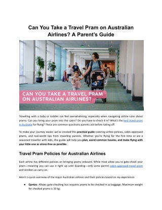 Can You Take a Travel Pram on Australian Airlines