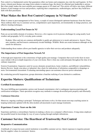 What Makes the Best Pest Control Company in NJ Stand Out?