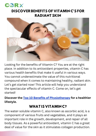 Benefits of Vitamin C’s  for Radiant Skin