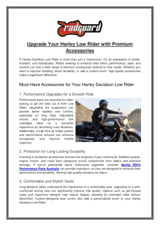 Upgrade Your Harley Low Rider with Premium Accessories