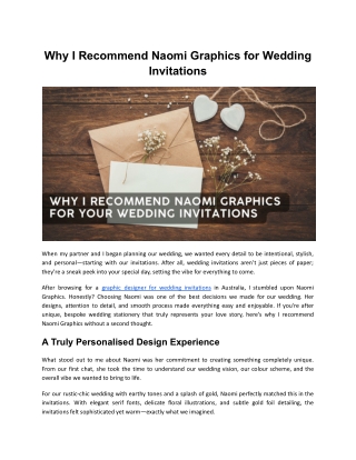 Why I Recommend Naomi Graphics for Wedding Invitations