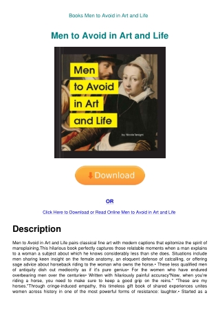 Books Men to Avoid in Art and Life