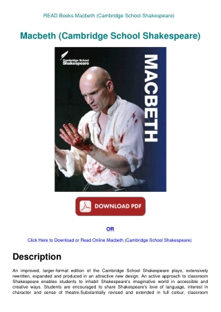 READ Books Macbeth (Cambridge School Shakespeare)