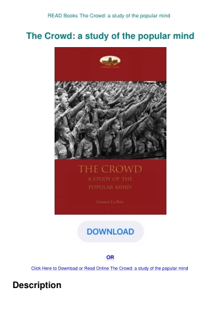 READ Books The Crowd a study of the popular mind
