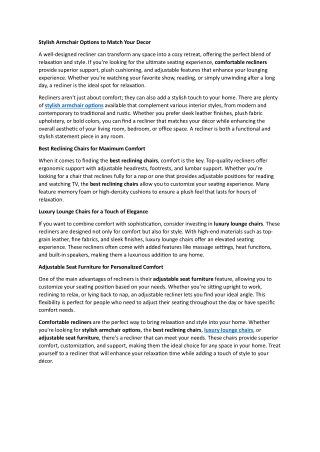 Stylish Armchair Options to Match Your Decor