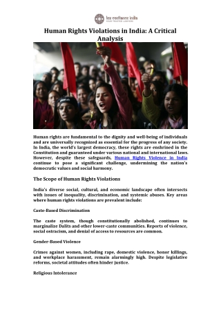 Human Rights Violations in India A Critical Analysis