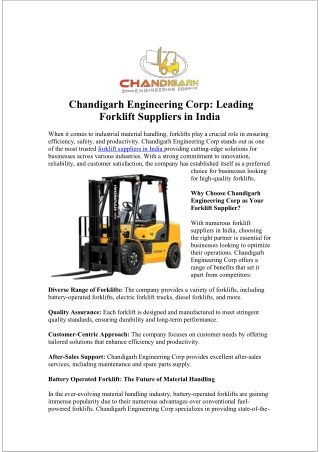 Forklift suppliers in India