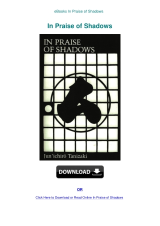 eBooks In Praise of Shadows