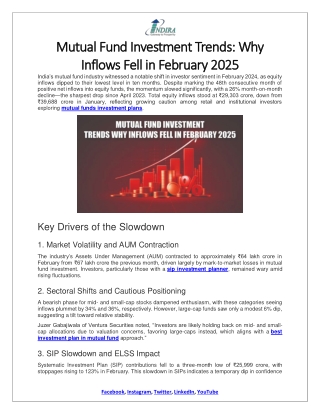 Mutual Fund Investment Trends Why Inflows Fell in February 2024