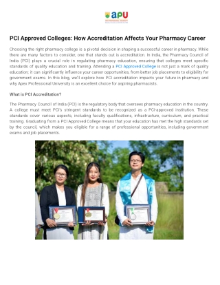 PCI Approved Colleges: How Accreditation Affects Your Pharmacy Career