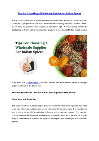 Tips for Choosing a Wholesale Supplier for Indian Spices