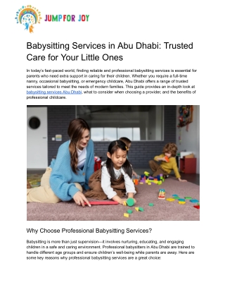 Babysitting Services in Abu Dhabi_ Trusted Care for Your Little Ones