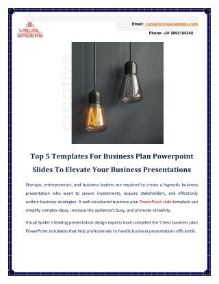 Top 5 Templates For Business Plan Powerpoint Slides To Elevate Your Business Presentations