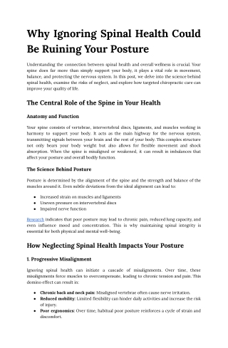 Why Ignoring Spinal Health Could Be Ruining Your Posture