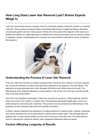 How Long Does Laser Hair Removal Last Bristol Experts Weigh In