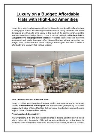 Luxury on a Budget Affordable Flats with High-End Amenities