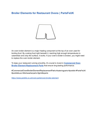 Broiler Elements for Restaurant Ovens _ PartsFeUK