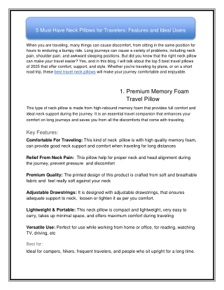 5 Must-Have Neck Pillows for Travelers