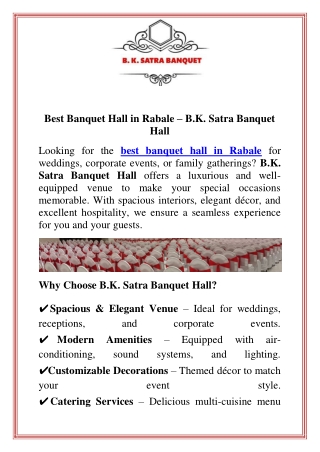 Best Banquet Hall in Rabale  B.K. Satra Banquet Hall