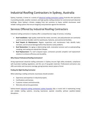 industrial roofing contractors sydney australia