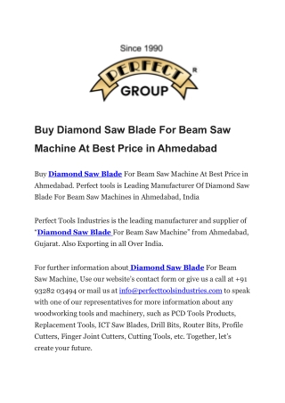 Buy Diamond Saw Blade For Beam Saw Machine At Best Price in Ahmedabad