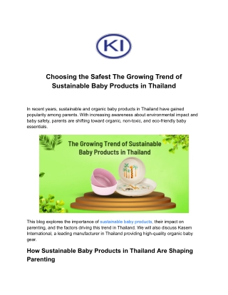 Choosing the Safest The Growing Trend of Sustainable Baby Products in Thailand