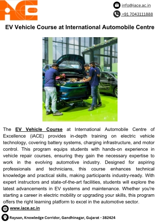 EV Vehicle Course at International Automobile Centre