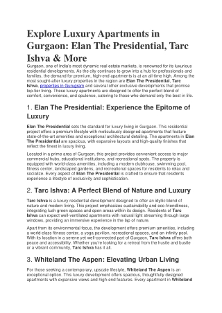 Explore Luxury Apartments in Gurgaon