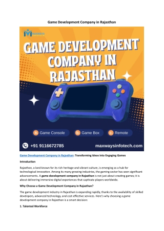 Game Development Company in Rajastha