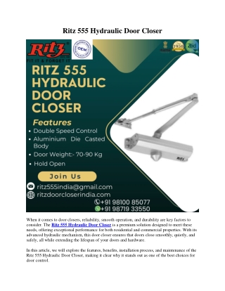 Ritz 555 Hydraulic Door Closer