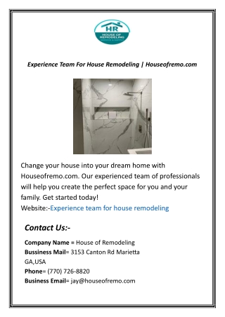 Experience Team For House Remodeling