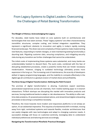 From Legacy Systems to Digital Leaders Overcoming the Challenges of Retail Banking Transformation