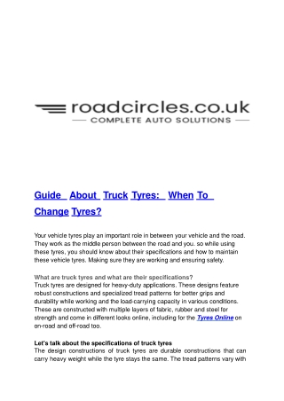 Guide About Truck Tyres: When To Change Tyres?