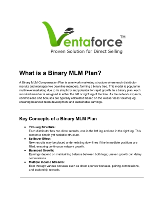 Binary MLM Software Plan | MLM Party Plan Software Company