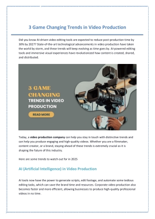 3 Game Changing Trends in Video Production