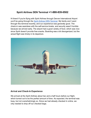 Spirit Airlines DEN Terminal  1-888-839-0502