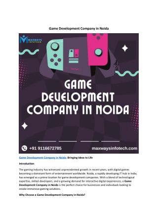Game Development Company in Noida
